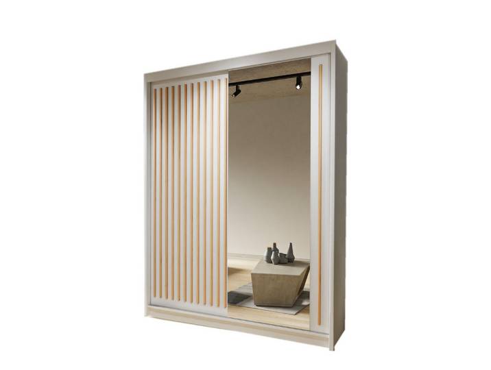Compleo Schwebetürenschrank mit Spiegel und Lamellen ROY, Modern design