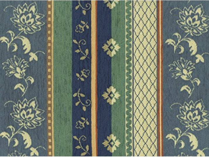 Landhaus Möbelstoff Lindau Farbe 62 (hellblau, blau, grün, lindgrün, beige) mit biologischem Fleckschutz - modernes Chenille-Flachgewebe (gemustert, floral, gestreift, Blumen) Polsterstoff, Stoff, Bezugsstoff, Eckbank, Couch, Sessel, Hussen, Kissen