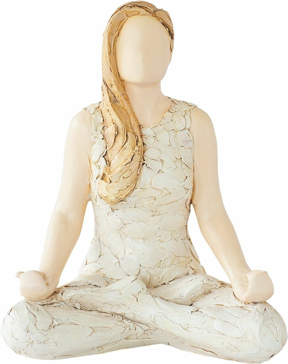 Arora Design Yoga Beeldje met Verlichting van Polystone, Hoogte: 12 cm