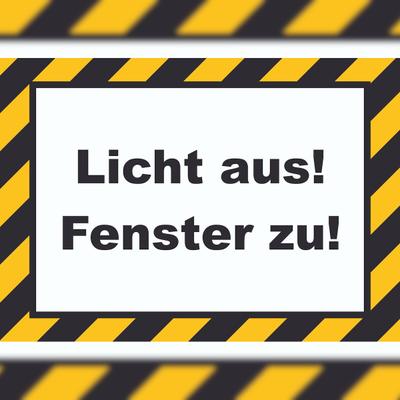 HB-Druck Licht aus Fenster zu Schild A2 Rückseite selbstklebend