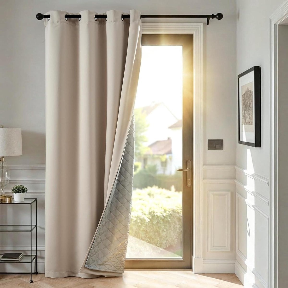 Thermogordijn Dubbel Isolerend Deurgordijn met Afneembare Binnenlaag - Beige - 240 x 140 cm