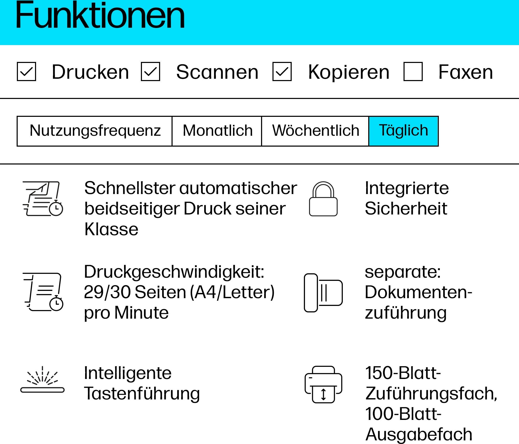 HP Schwarz-Weiß Laserdrucker "LaserJet MFP M234sdn", schwarz (schwarz, weiß), B:41,8cm H:29,44cm T:30,8cm, Drucker, Multifunktions-Laserdrucker, Schwarz-Weiß Laserdrucker