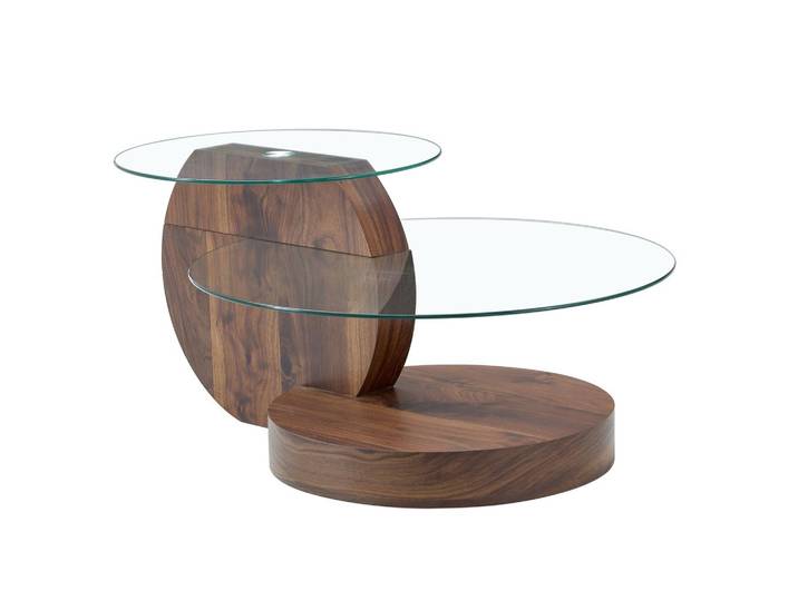 COUCHTISCH glas walnuss mehrstufig stauraum