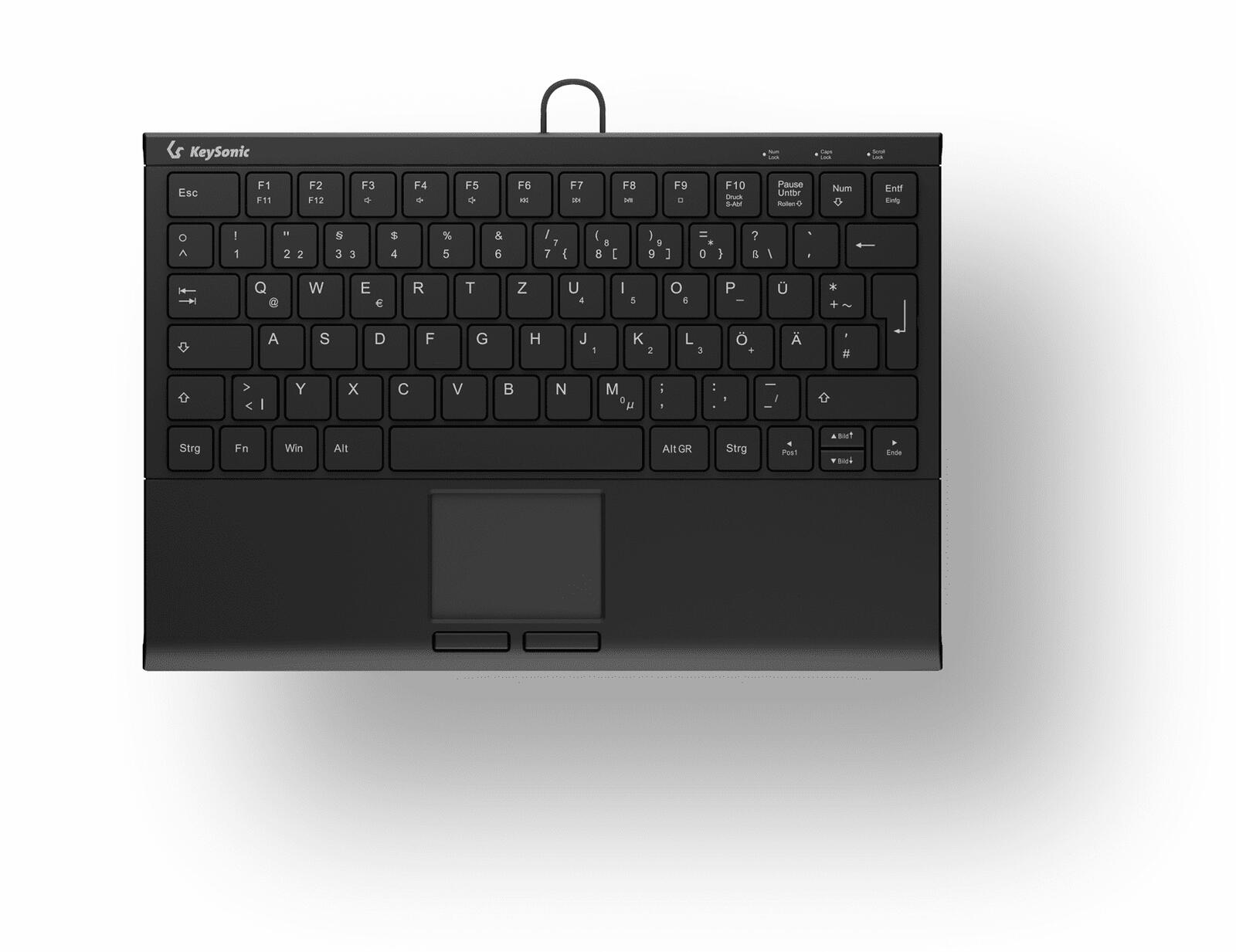 KeySonic KSK-5211ELU kabelgebundene Mini Tastatur mit Touchpad - QWERTZ DE - schwarz 60957