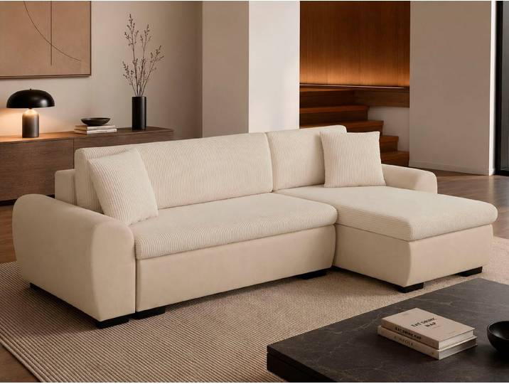 OTTO home Ecksofa KIVELLA mit Schlaffunktion, Cord-Struktur, L-Form, 240 cm, Schlafsofa - Liegefläche (128/191), Bettkasten, Cord-Struktur-Mix