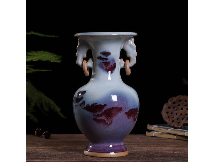 Vase en céramique exquis, ornements pour salon, décorations pour la maison, artisanat en porcelaine chinoise Jun, cadeaux créatifs
