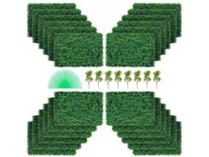 VEVOR Künstliche Pflanzenwand 24 Stk. Sichtschutz Hecke Künstlich Grün, Künstliche Buchsbaumplatte PE, Sichtschutz Kunstpflanzen 60 x 40 cm, Sichtschutzhecke Wanddekoration Pflanzenwand