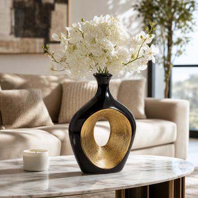 Sagebrook Home Modern Ceramic Textured Oval Cut-Out Vase - Home Decor