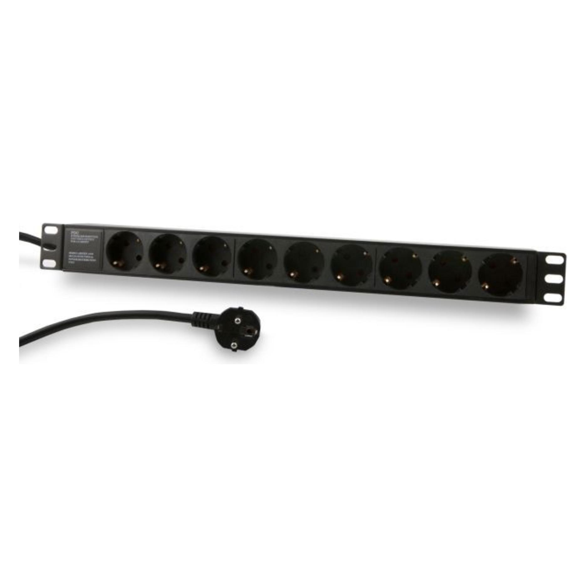 Synergy 21 ALLNET 19"zbh. Steckdosenleiste, 9xDosen(CEE7)->Stecker(CEE7), Schwarz (9x, CEE 7/4, 2 m) (S215390V4)