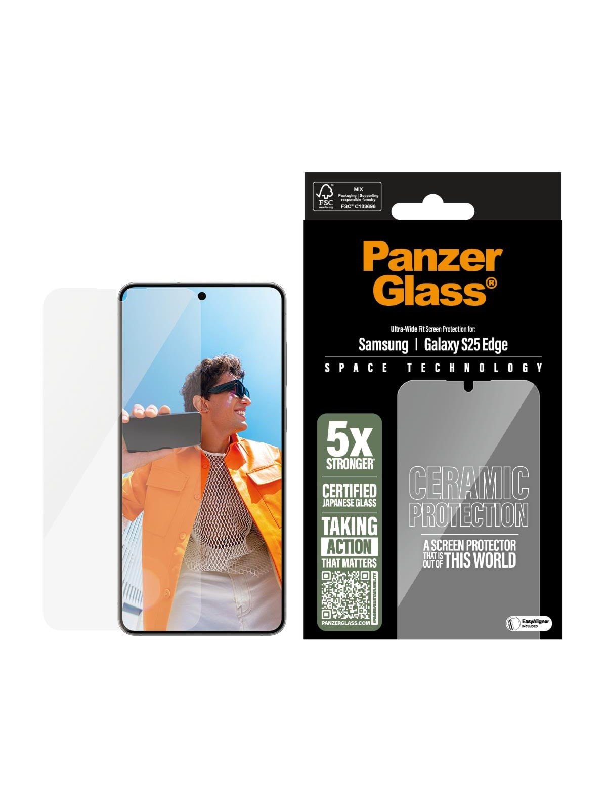 PanzerGlass Ceramic Screen Protector Samsung S25 Edge | Ultra-Wide Fit