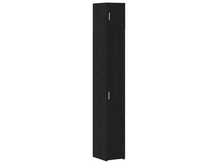 Lagerschrank mit Regalen, Schwarz Eichen-Optik, Holzwerkstoff, 2 Teile Verstellbare Regale, offene Fächer, Scharnier-Türen, modulare Nutzung, einfache Pflege, feuchtes Tuch