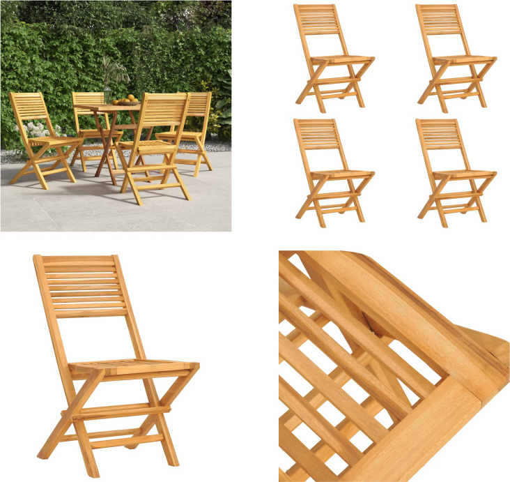 vidaXL Gartenstühle 4 Stk. Klappbar 47x62x90 cm Massivholz Teak - Klappbarer Gartenstuhl - Klappbare Gartenstühle - Gartenstuhl Klappbar - Gartenstühle Klappbar