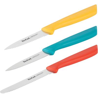 Messer-Set TEFAL "Colorfood für alle täglichen Vorbereitungen", bunt (gelb, blau, orange), Edelstahl, Kunststoff, Kochmesser-Sets, deutscher Edelstahl, rostfrei, leicht strukturierte Griffe, K2733S
