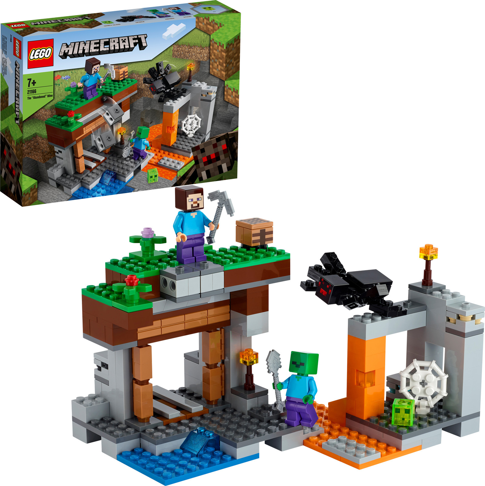 LEGO Minecraft Verlaten Mijn Bouwset Zombie Grot met Slijm, Steve en Spin 21166