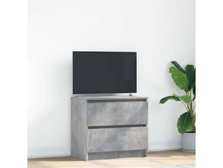 HEFZGDB TV-Schrank Betongrau 60x35x54 cm Holzwerkstoff mit 2 Schubladen Stauraum für Multimedia-Geräte und Dekoartikel, Stabile Oberplatte für Fernseher, Langlebiges Möbelstück