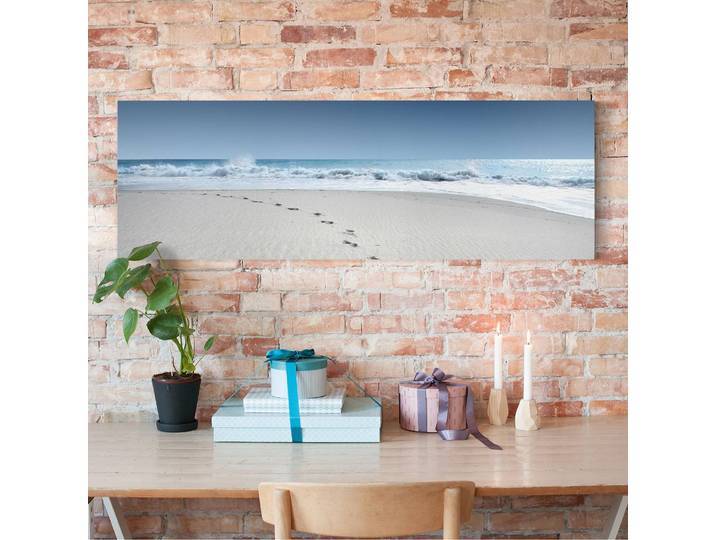 Bild Spuren im Sand I Webstoff Multicolor 90 x 30cm