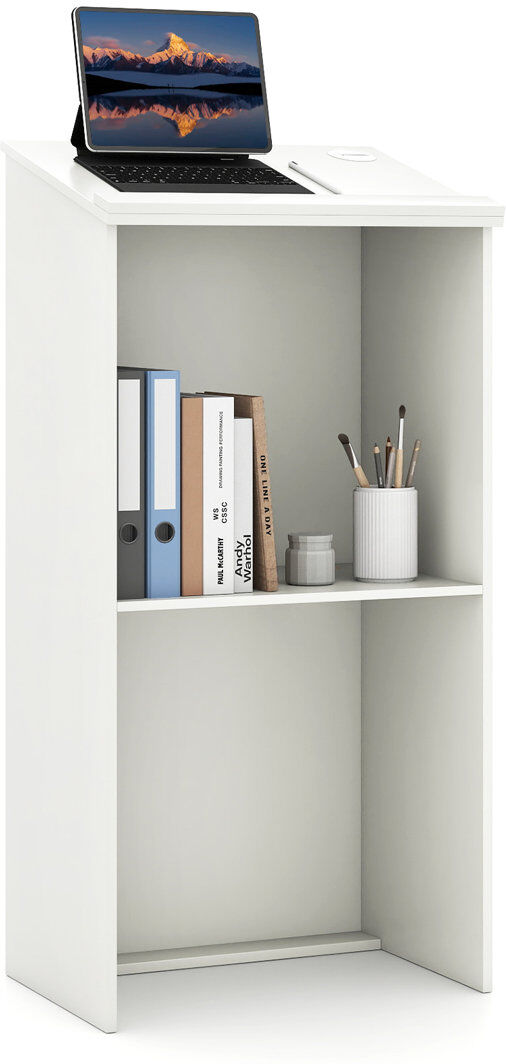 costway 117cm Wood Full Podium White 117cm H X 58cm W X 40cm D