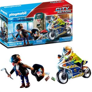playmobil Spielset CITY ACTION 70572, ab 4 Jahre, Polizei-Motorrad Verfolgung des Geldräubers, 32 T.