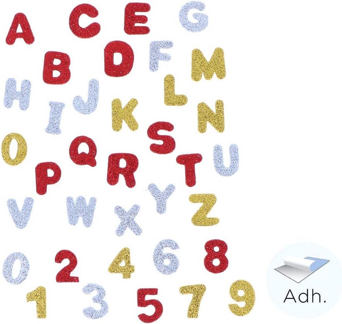Glitter Cijfers en Letters van Schuim 20 mm Hoog Educatief Knutselmateriaal