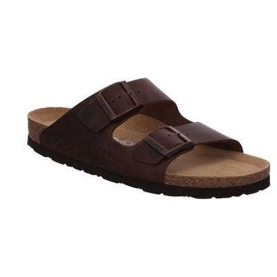 Pantolette ROHDE "Grado", Herren, Gr. 45, braun (dunkelbraun), Leder, Schuhe Pantolette, Sommerschuh, Schlappen, Poolslides, ergonomisch geformtes Fußbett