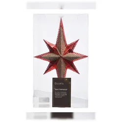 Christmas Decorations Christbaumschmuck Christbaumspitze bruchfest rot glitter H 25,5 cm