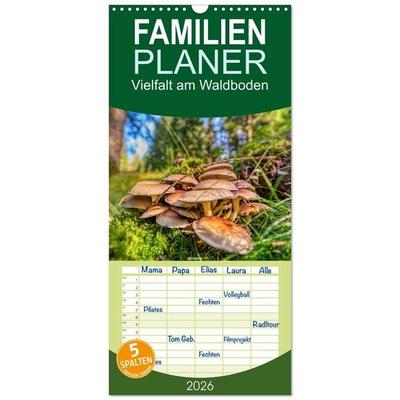 Familienplaner 2026 - Vielfalt am Waldboden mit 5 Spalten (Wandkalender, 21 x 45 cm) CALVENDO
