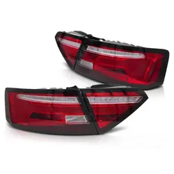 Voll LED Lightbar Rückleuchten passend für Audi A5 Coupe Cabrio Sportback 11- Rot/Chrom