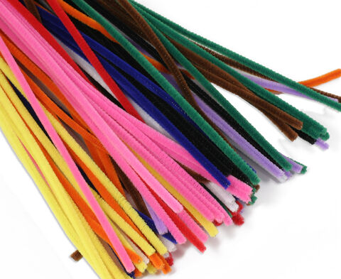 Chenilledraht, bunt, 5–6 mm x 50 cm, 100 Stück