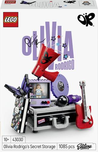43030 LEGO Editions Olivia Rodrigos Geheimer Koffer Dekoration zum Thema Musik - Sammlerstück mit Spielzeuggitarre