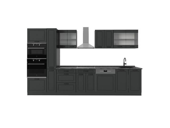 Vicco Küchenzeile R-Line, Anthrazit Landhaus/Anthrazit, 350 cm, AP Anthrazit