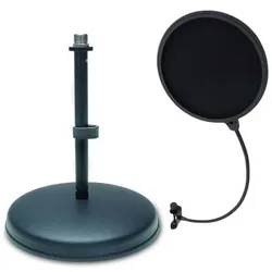 keepdrum MS032 Tischstativ mit EMH Popschutz, Mikrofonständer, Schwarz