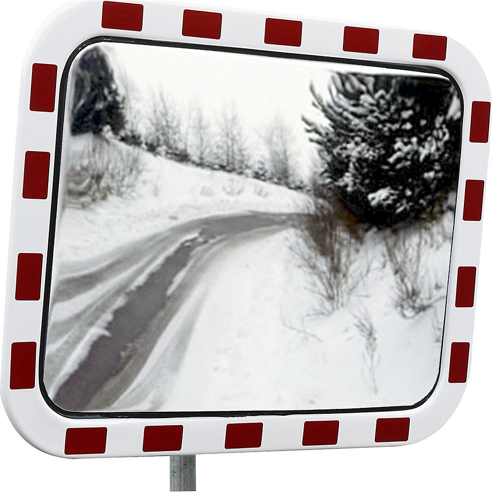 Verkehrsspiegel Edelstahl, mit eisfreier Oberfläche, Spiegelmaße BxH 600 x 400 mm Dan-MIRROR