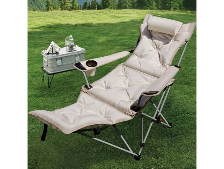 Chaise de camping portable inclinable pliante avec dossier réglable et siège rempli de coton pour voyage plage pêche chaise extérieure