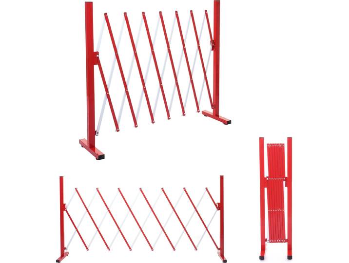 Absperrgitter HWC-B34, Scherengitter Zaun Schutzgitter ausziehbar, Alu rot-weiß Höhe 103cm, Breite 28-200cm