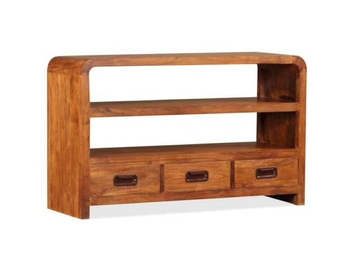 GKHPYURE TV-Schrank aus massivem Akazienholz, 90 x 30 x 55 cm, Braun 2 Einlegeböden, 3 Schubladen, fertig montiert, keine Montage, einzigartige Maserung, tropisches Hartholz, HiFi-Möbel