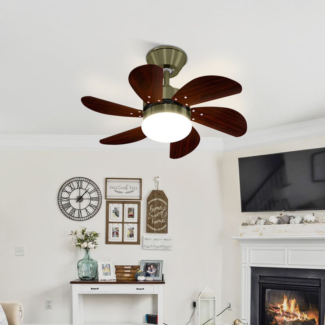 Metro Alisha-Ann 75cm Ceiling Fan with Light Kit Green with Walnut Blades