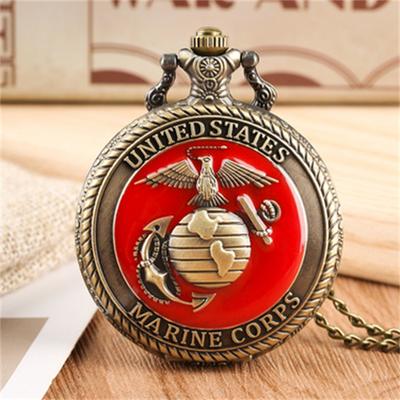 ModernMart Vintage Marine Corps Pocket Watch Necklace For Kids And Collectors Vintage Marine Corps Pocket Watch Necklace For Kids And Collectors