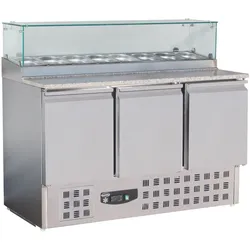 Pizzatisch mit Glas 3 Türen – Compact Line Edelstahl GN 1/1