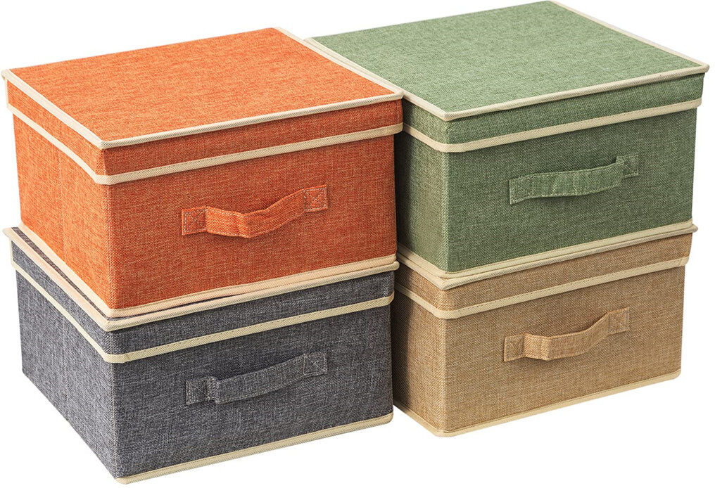 Brayden Studio Fabric Decorative Bin Orange;Beige;Grey;Green