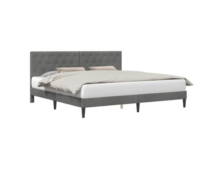 PUGYNBK Bettgestell Dunkelgrau, 200 x 200 cm, Samt Rechteckig, Sperrholz, feste Lamellen, modernes Kopfteil, schmutzabweisend