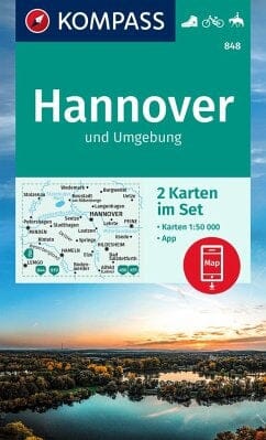 Carte de randonnée n° 848 - Hanovre & environs, lot de 2 cartes (Allemagne)   Kompass