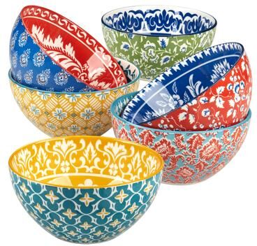 "Certified International Panache Set of 6 All Purpose Bowl 6"" 6 asst - 6"" Diam x 3"""