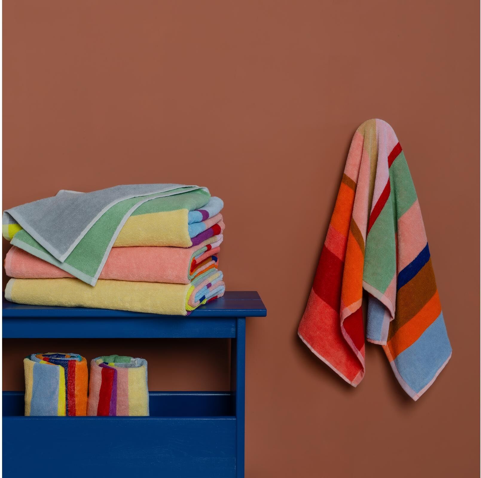 Badetuch REMEMBER "Rimini 200 x 80 cm", bunt (mehrfarbig), B:80cm L:200cm, Baumwolle, Handtücher, Badetuch, Kuschelig weiches Badetuch aus reiner Baumwolle mehrfarbig B/L: 80cmx200cm, 1 Stk.