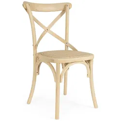 Stuhl Cross aus Ulmenholz und Rattan, klassischer Stil, naturfarben, langlebig und pflegeleicht