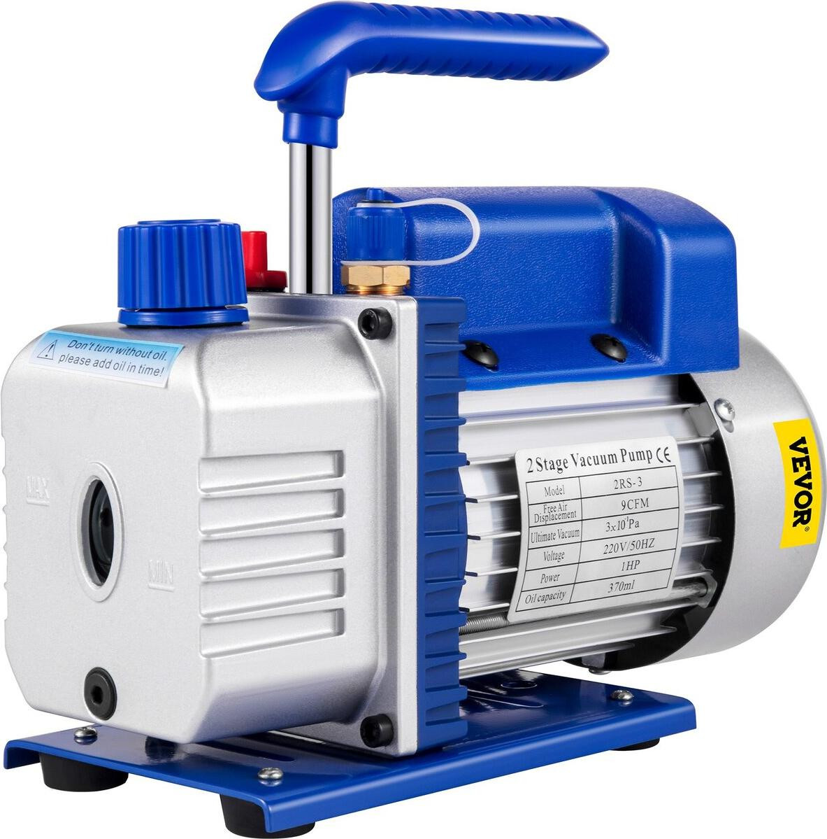 VEVOR Tweetraps Vacuümpomp 9 CFM, 1 PK, voor Airconditioning en HVAC-toepassingen, 220V, 5 PA