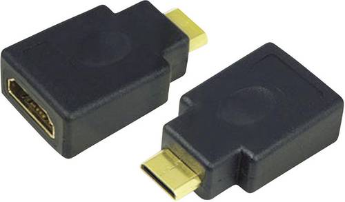 LogiLink AH0009 HDMI Adapter [1x HDMI-Stecker C Mini - 1x HDMI-Buchse] Schwarz vergoldete Steckkontakte