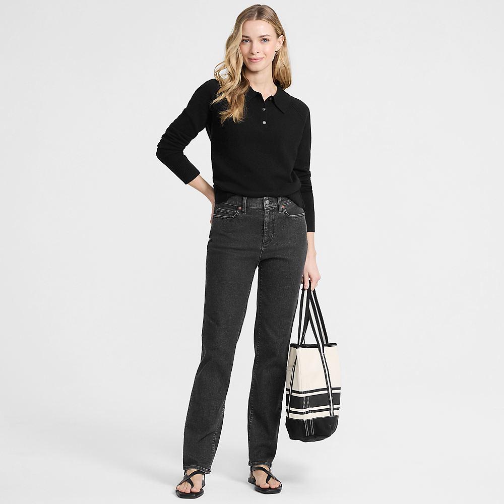 Straight Fit Recover Jeans High Waist, Damen, size: regular, Schwarz, Baumwoll-Mischung/Polyester-Mischung, by Lands' End