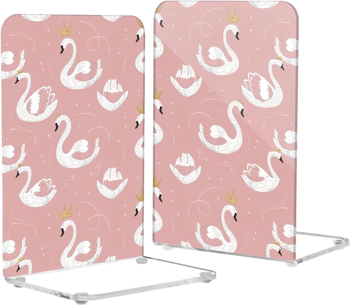 Roze Boekensteunen van Acryl met Antislip Oorkussens - Hoogte: 20,6 cm