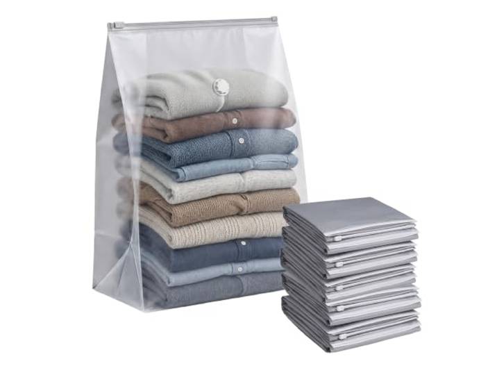 Relaxdays Sacs sous vide\, lot de 6\, 100 x 80 cm\, gris sacs de compression pour couettes et vêtements