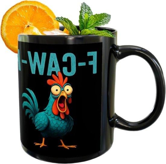 Wit Keramische Koffiemok met Kip Motief - 350 ml